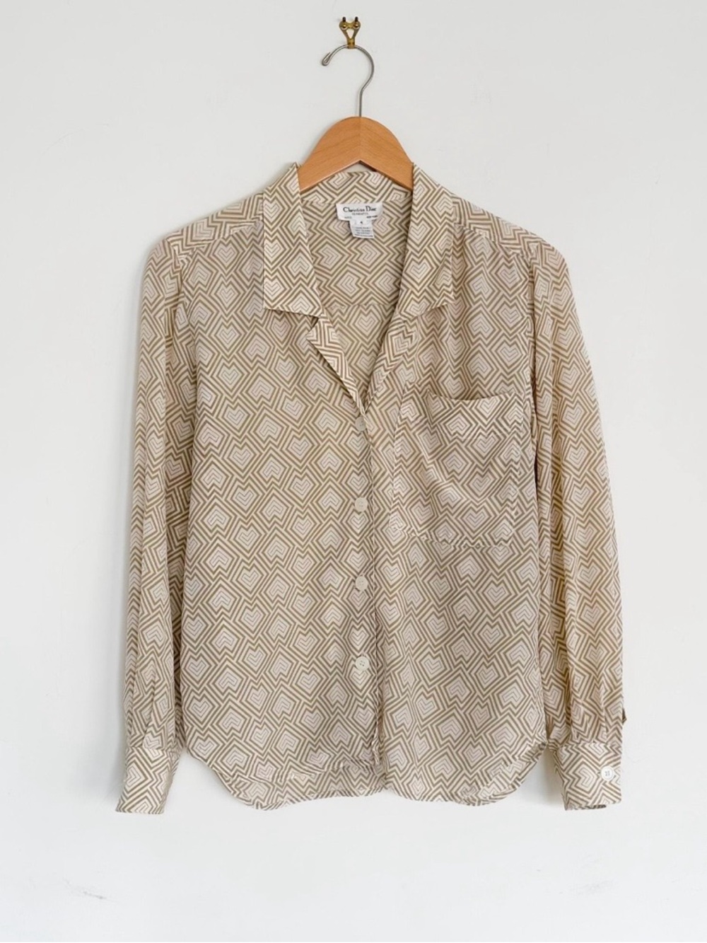 Vintage Christian Dior 100% Silk Button-Up Blouse